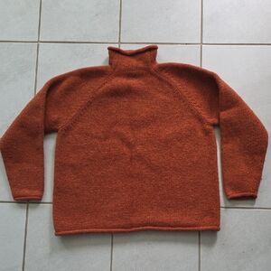 J. Crew 100% Wool Turtleneck Sweater Burnt Orange XL Cozy Fall Classic